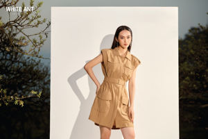 Eco Friendly Material Elegant <b>WHITE</b> ANT <b>Women</b> Clothing Manufacturer Hot Trend Sappo Safari Dress Brown A-line Dress <b>Women</b> - Product Image 5