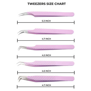 Pinzas profesionales para el cuidado de las pestañas, pinzas para el cuidado de las pestañas con mango de Color rosa, pinzas para extensión de pestañas de tamaño personalizado - Product Image 3