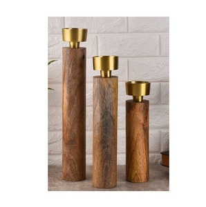 SET of 3 New Arrival Best Selling Handcrafted Wooden <b>Pillar</b> <b>Candle</b> Holders Minimalist Eco Friendly Hexagon Shape <b>Candle</b> Holder - Product Image 2