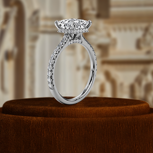 Bague de mariage en or jaune 14 carats, taille princesse 1 carat, pour cadeau d'anniversaire, diamant de laboratoire certifié IGI, halo caché, demi-pavé - Product Image 5