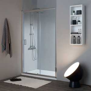 KORICINI Porta Doccia Angolare 140cm con Vetro Temperato 6mm, Design Moderno Minimalista Durevole, Stile Genova Trasparente dall'Italia - Product Image 1