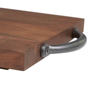 Plateau de rangement fin en bois massif avec poignées latérales robustes, design minimaliste, finition lisse, idéal pour le café, les collations et la décoration de table - Product Image 5