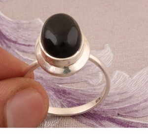 Bague en pierre précieuse Onyx noir naturel 925 bijoux fins en argent sterling pour femme anniversaire ou bague cadeau - Product Image 4