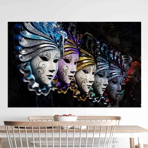 Toile imprimée moderne : Art mural élégant avec des masques de carnaval vénitien, TOILE ENVELOPPEE - Product Image 1