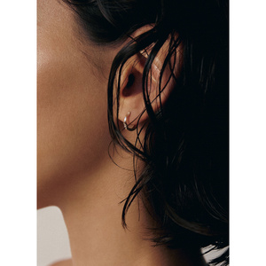 Diamond <b>Huggie</b> Earrings Ellie Baguette Collection - Product Image 2