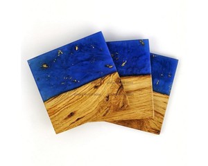 Juego de Posavasos Cuadrados y Redondos de Madera de Acacia y Resina Epoxi de Primera Calidad, Personalizables, con Soporte, para Oficina y Hogar, de SCI Top Quality - Product Image 3