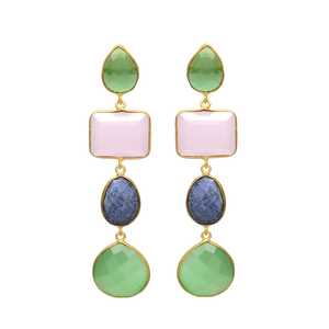 New Arrival Elegant Gemstone Dangle Earrings, Gold-Plated - Product Image 1