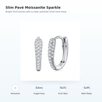 Boucles d'oreilles créoles fines en argent sterling 925 personnalisées avec moissanite pavée, bijoux raffinés S925 pour femmes