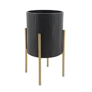 Modern Nordic Large Round Black Plastic Self Watering Planting Flower Pots Planters For Vegetables With Legs