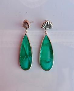 Pendiente de esmeralda de Plata de Ley 925 para mujer, hermoso pendiente de piedra verde oscuro. - Product Image 6