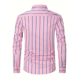 Camisa de franela blanca antiarrugas para hombre, vestido Formal transpirable con cuello de botón Vintage, camisa de manga larga informal - Product Image 4