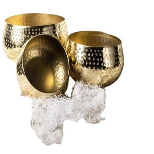 Juego de tazones con forma redonda para el hogar, Juego de 3 piezas de vajilla para servir frutas secas para Hotel y restaurante, cuencos dorados de aluminio - Product Image 1