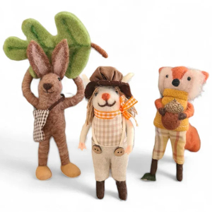 Trang trí động vật nỉ, cáo với acorn, chuột thu hoạch bù nhìn và Thỏ tìm thức ăn-Đồ trang trí treo hoặc đứng ấm cúng - Product Image 1