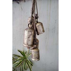 Antique Rustic 5 Cluster Jingle Bells Boho Style Wind <b>Chime</b> Christmas Decoration Rattan Cow Bells with Rustic Look - Product Image 5