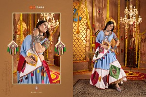 ชุดเดรสผ้าคอตตอนลายดอกแบบคลาสสิกลาย lehenga choli ผ้าคอตตอนปักลวดลายยาวถึงพื้นสีลูกกวาดสำหรับเทศกาล - Product Image 3