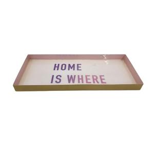 Bandeja RECT decorativa de nuevo diseño, bandeja blanca de hierro Meena Home Is Where para vajilla, vajilla hecha a mano, bandeja para servir alimentos - Product Image 2