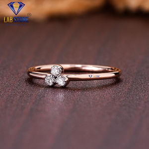 Lab-Stone Party Wear Bague en diamant 0.054 TDW Diamant taille ronde Or rose 18kt Couleur EF-VS - Product Image 2