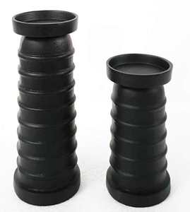 2023 Soporte de vela de metal de tendencia superior con diseño de tubo de diseño moderno Soporte de pilar fundido en bruto con acabado negro de alta calidad - Product Image 4