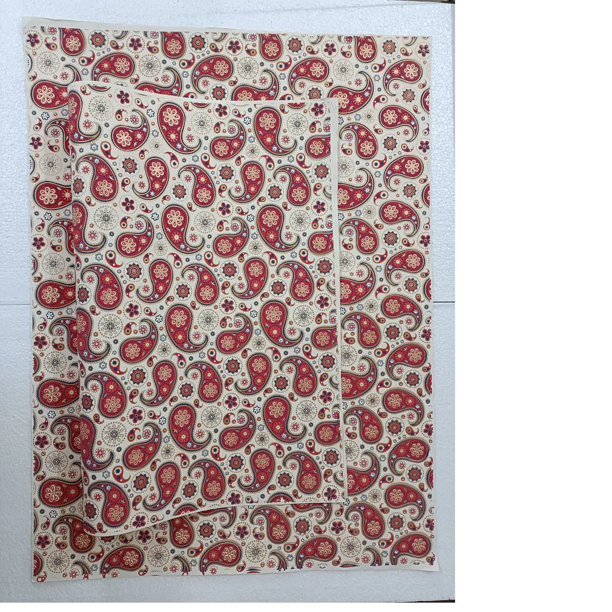 custom made cotton rag silk screen printed handmade gift wrapping papers with paisley print ideal for gift wrapping