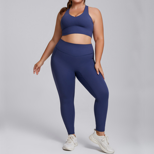 Vêtements de yoga pour femmes grande taille personnalisés 4XL-6XL taille haute contrôle du ventre leggings extensibles dans 4 sens ensemble de gymnastique respirant évacuant l'humidité - Product Image 5