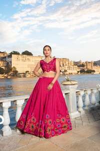 Nouveau 2024 dernière robe fantaisie à la mode Tussar Silk Lehenga Choli & Dupatta avec imprimé floral et fournisseur de travail en aluminium de l'Inde - Product Image 5