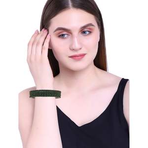 Ensemble de bijoux indiens, bracelet en cristal CZ, bijoux pour femmes, vert - Product Image 2