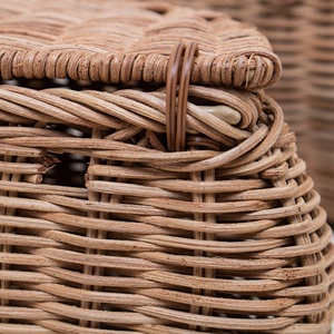 Cesta de almacenamiento de mimbre de ratán natural al por mayor con tapa para cocina y bicicleta Almacenamiento de chalotes de ajo de alimentos secos - Product Image 3