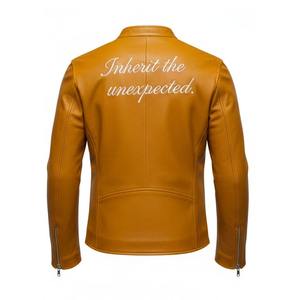 Chaqueta de Motociclista de Cuero Genuino para Hombre, de Alta Calidad, Corte Entallado, Cuello Mao, Transpirable, con Logotipo Frontal - Product Image 2