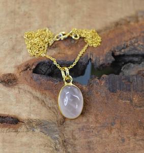 Classique Pendentif Bijoux Pour Femmes Boho Style Bijoux 925 Sterling Silver Rose Quartz Gemstone À La Main Pendentif Cadeau Femme - Product Image 3