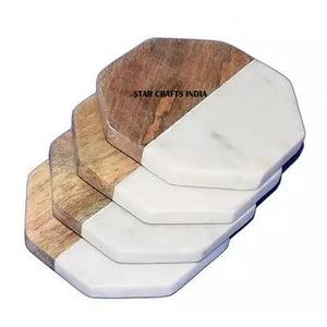 Housewarming Gift Luxury Wood & Resin Coasters <b>Set</b> of 4Most Demanded Coasters Tea Mats Household Insulation Cup Non-slip Mat - Product Image 6