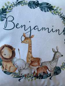 Personalized Name Cushion Safari Animals Printed Pillow Cover New-born Gift Nursery Decoration Pillow Case Baby <b>Shower</b> Gift - Product Image 2