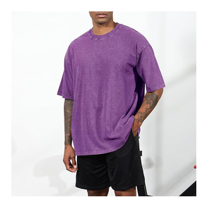 เสื้อผู้ชายสะพายไหล่ขนาดใหญ่พิเศษของผู้ชายเสื้อโอเวอร์ไซส์ซักได้เสื้อทีเชิ้ตทรงหลวมน้ำหนักมาก300 GSM - Product Image 4