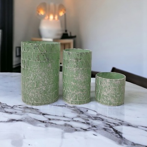 Support votif de luxe de haute qualité fabriqué à la main Unique vert blanc nuances décoratives mosaïque bocaux à bougie en verre pour la décoration intérieure - Product Image 2