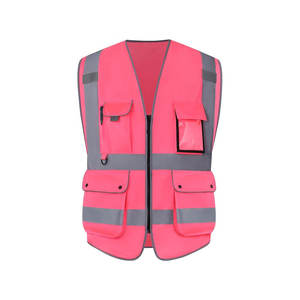Construction haute visibilité multi-poches gilet de travail de sécurité réfléchissant coloré gilet en maille - Product Image 1