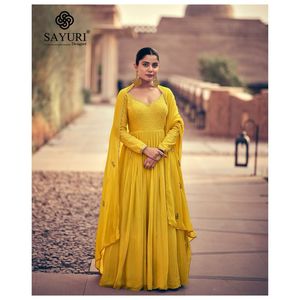 Vêtements ethniques indiens Soie de qualité supérieure avec broderie avec véritable Georgette Strugs Style Dupatta Robes de créateurs fantaisie pour vêtements de mariage - Product Image 3
