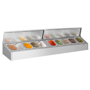 Soporte Comercial para Condimentos - 10x GN 1/4 - con Recipientes y Tapas - 200cm - Product Image 2