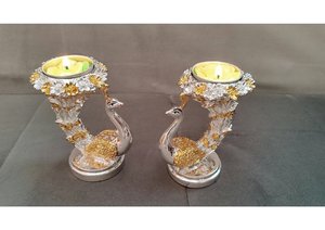 Juego de Portavelas de Pavo Real Chapados en Oro de 24K de Primera Calidad para Decoración del Hogar, Decoración de Bodas y Estilo Festivo de Lujo - Product Image 2