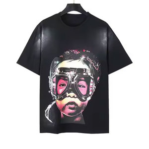 T-shirt unisexe surdimensionné à col rond 2025 coton, poids lourd 100% g, lavage à l'acide, cool imprimé graphique pour hommes, nouvel arrivage 230 - Product Image 2