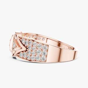 แหวนเพชรโมอิสทรงกลมแนวฮิปฮอปสำหรับผู้ชายแหวนเพชรสีโรสโกลด์ชุบ925เงินสเตอร์ลิงสำหรับงานหมั้นหรืองานแต่งงาน - Product Image 2