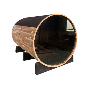 Jardín de lujo al aire libre de cedro de madera maciza sauna de leña sauna panorámica ventana barril sauna - Product Image 4