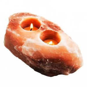 Bougeoir en forme de sel naturel de l'himalaya avec 2 trous pour pièce de décoration et cadeau de mariage, à utiliser dans les Mines de sel du Pakistan - Product Image 2
