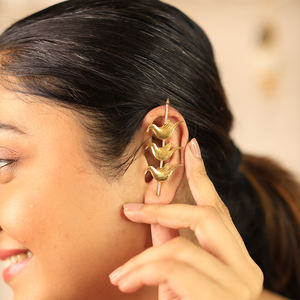 Other Plated Flying Bird <b>Ear</b> <b>Cuff</b> <b>Earrings</b> Classic Brass Nature Inspired Women's Party Jewelry - Product Image 6