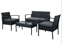 Ensemble de table et chaises de patio en rotin de luxe PHU LINH PLW-PATIO4PCS, 4 places, avec coussins de siège de 5 cm, design moderne, pour extérieur, hôtels et parcs.