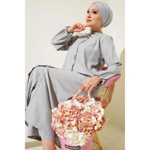 Tunique Longue Embellie de Pierre 2 Pièces Ensemble Gris - Product Image 1