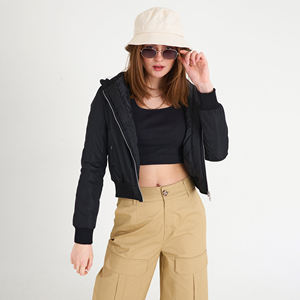 Long blouson aviateur à col montant personnalisé de haute qualité pour femmes, respirant avec rembourrage en coton et logo imprimé - Product Image 1