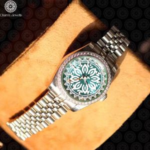 Montre de Luxe Charm Jewells en Acier Inoxydable, Boîtier 40mm, Verre Mécanique Lumineux, Style Hip Hop Élégant, Bracelet Unisexe 20mm, Étanchéité 10 Bar - Product Image 3