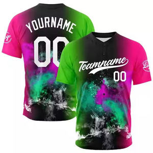 Conjuntos de camisetas de béisbol de dos botones, camisetas de softbol personalizadas transpirables, logotipo de número de nombre cosido, poliéster 100% de alta calidad - Product Image 5