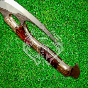 Hacha Barbuda de acero D2 Tang completa personalizada para caza, hacha Real Tomahawk con mango grabado y Funda de cuero, regalo Ideal - Product Image 5