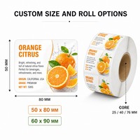 Oranje citrus fruit patroon witte glanzende vinyl sticker labelrol waterdichte klevende verpakkingslabels op maat bedrukt