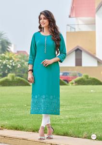 Fancy Heavy Re-yon Print and Handwork Kurtis Collection Venta en línea - Product Image 4